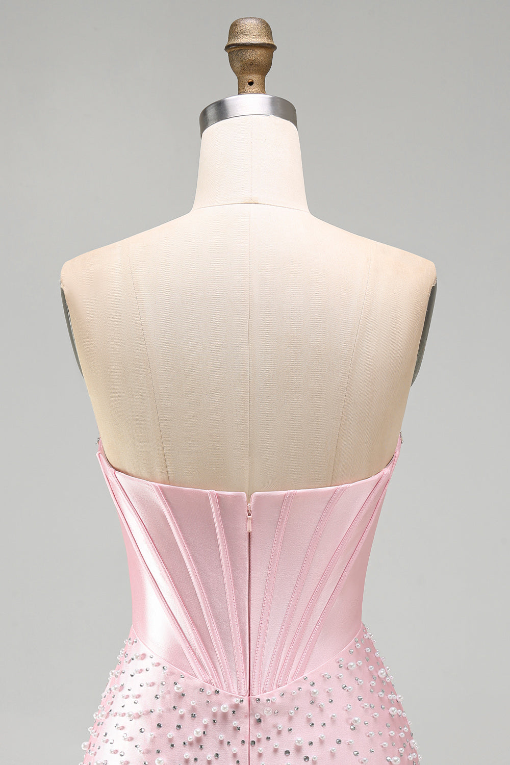 Sparkly Pink Corset Tight Sweetheart Short Pearl Homecoming Dress with Rhinestone