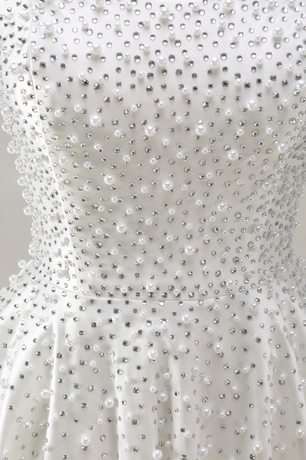 Sparkly White Sweetheart Beaded Short A-Line Homecoming Dress with Pearls