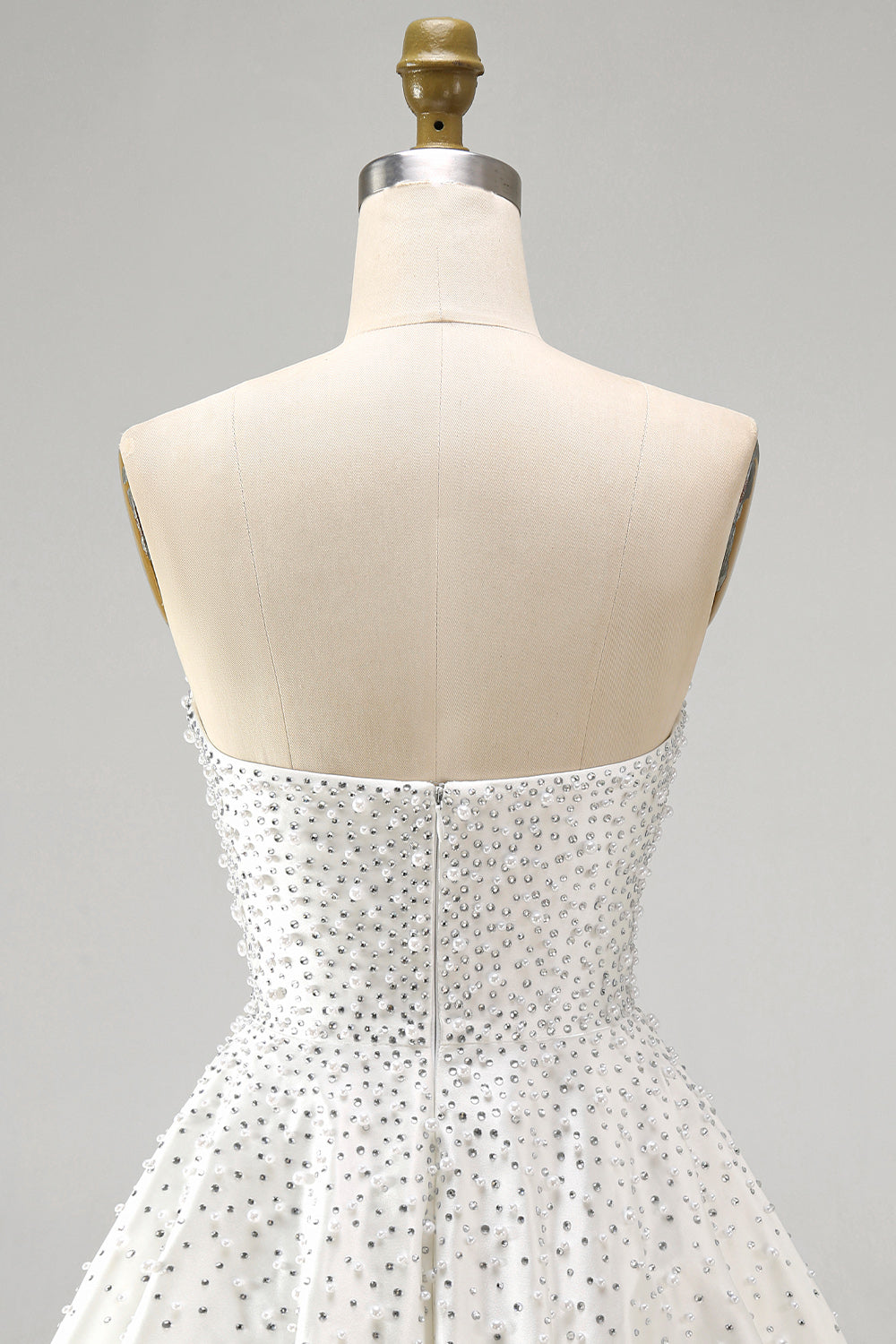 Sparkly White Sweetheart Beaded Short A-Line Homecoming Dress with Pearls