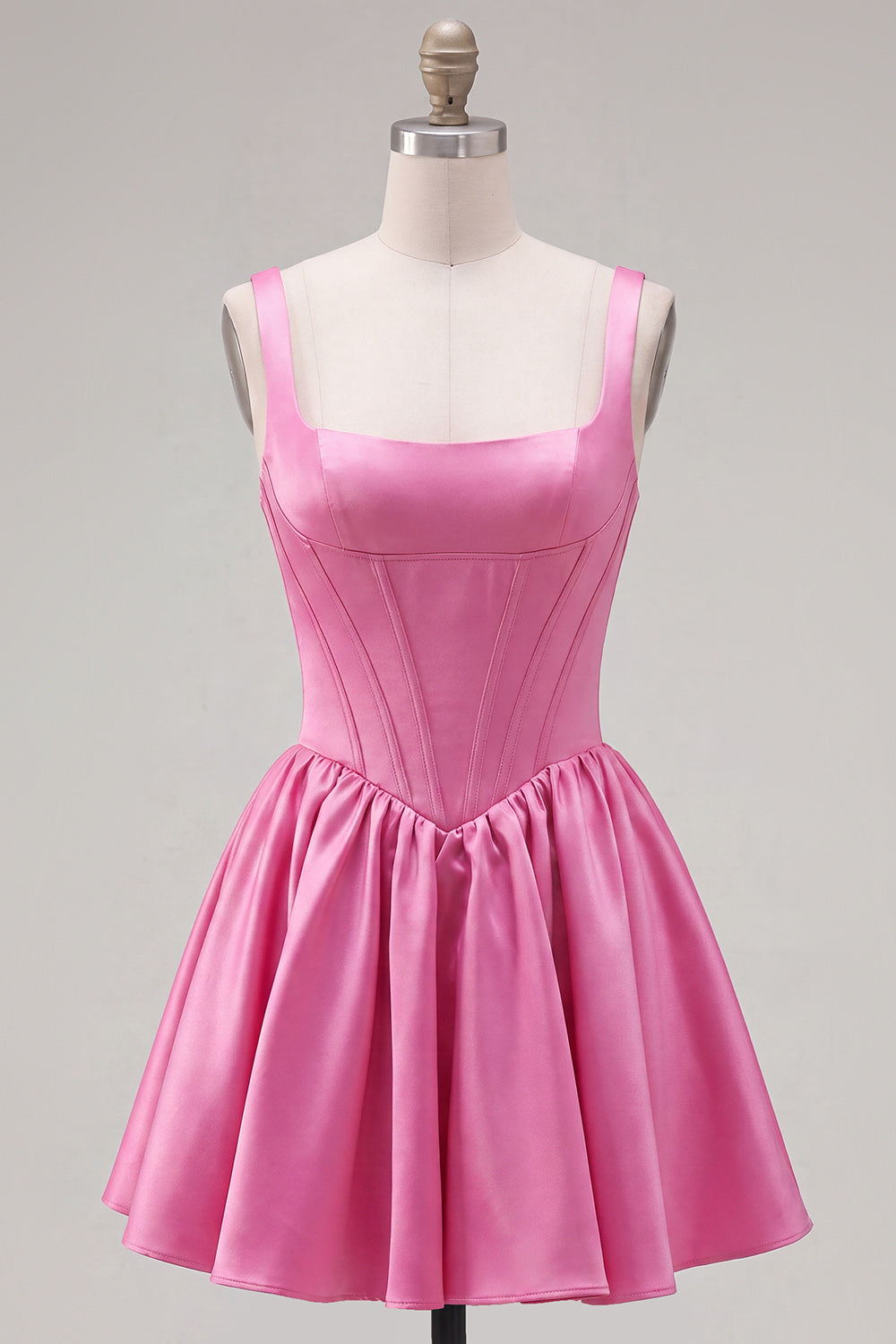 Simple Green Satin Corset A-Line Short Homecoming Dress