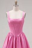 Simple Green Satin Corset A-Line Short Homecoming Dress