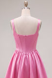 Simple Green Satin Corset A-Line Short Homecoming Dress