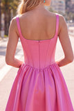 Simple Green Satin Corset A-Line Short Homecoming Dress