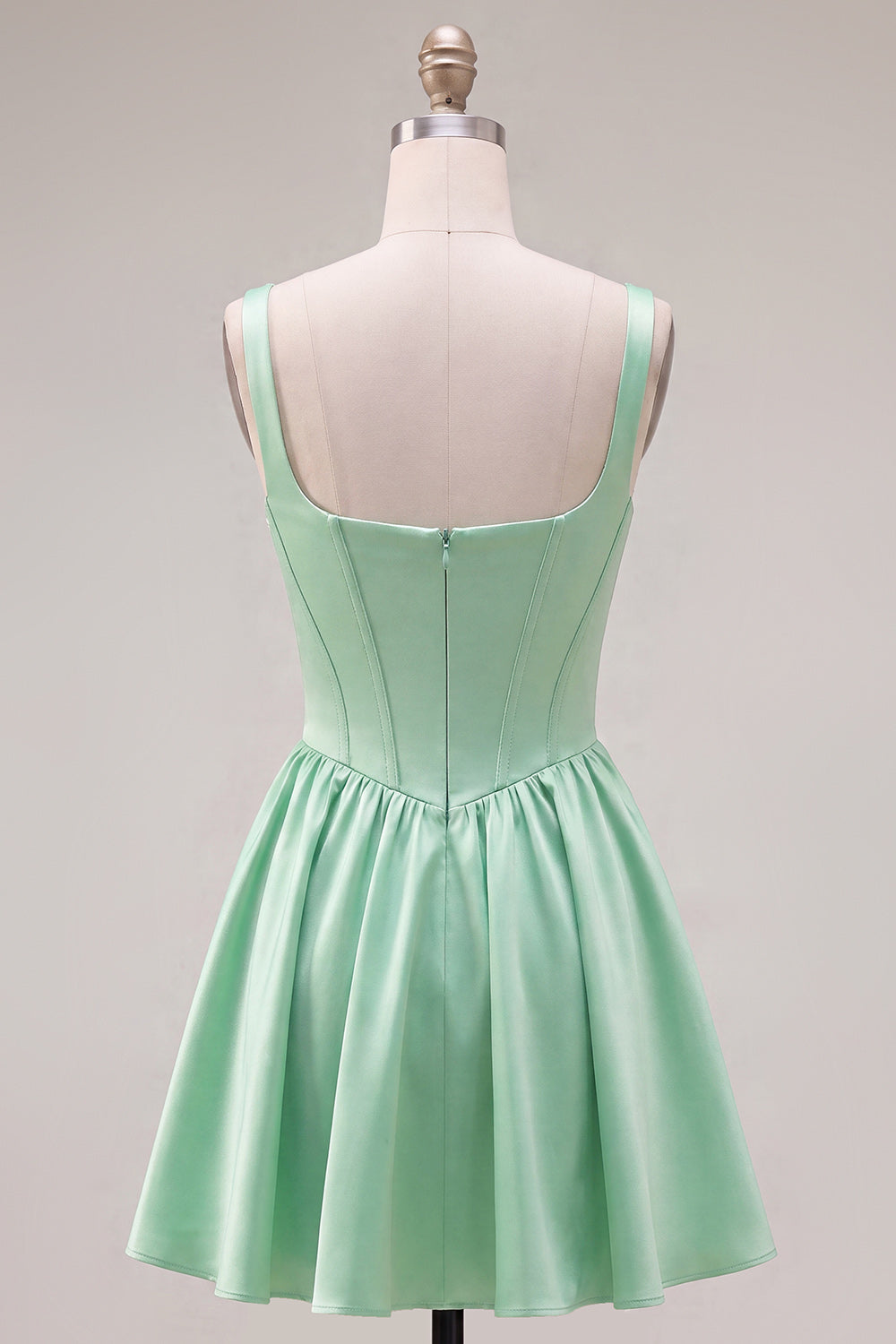 Simple Green Satin Corset A-Line Short Homecoming Dress