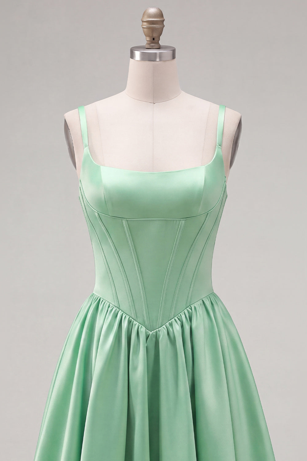 Simple Green Satin Corset A-Line Short Homecoming Dress