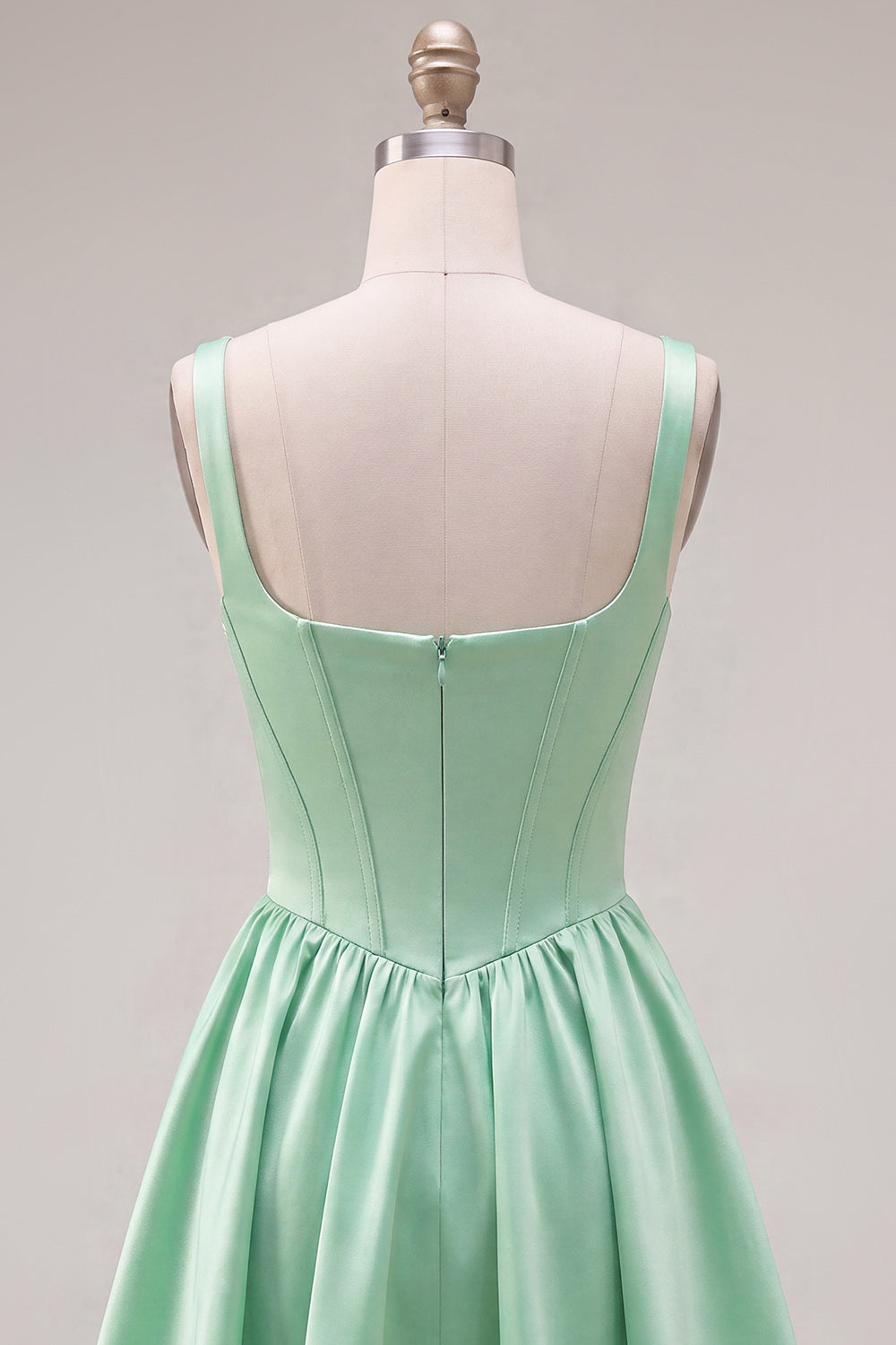 Simple Green Satin Corset A-Line Short Homecoming Dress