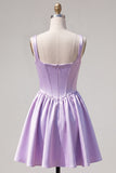 Simple Green Satin Corset A-Line Short Homecoming Dress