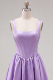 Simple Green Satin Corset A-Line Short Homecoming Dress