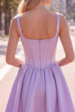 Simple Green Satin Corset A-Line Short Homecoming Dress