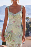 Sparkly Green Sequin Floral Maxi Beach Wedding Guest Dress