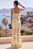 Sparkly Green Sequin Floral Maxi Beach Wedding Guest Dress