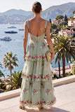Sparkly Yellow Beaded Floral A Line Maxi Beach Wedding Guest Dress