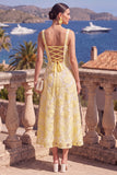 Green Beaded Floral A Line Maxi Square Neck Wedding Guest Dress