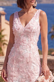 Sage Green Beaded Floral Maxi Mermaid V-Neck Wedding Guest Dress