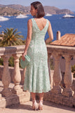 Sage Green Beaded Floral Maxi Mermaid V-Neck Wedding Guest Dress