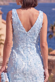 Sage Green Beaded Floral Maxi Mermaid V-Neck Wedding Guest Dress