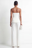2 Piece Strapless White Double Breasted Business Suits with Pockets