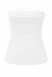 2 Piece Strapless White Double Breasted Business Suits with Pockets