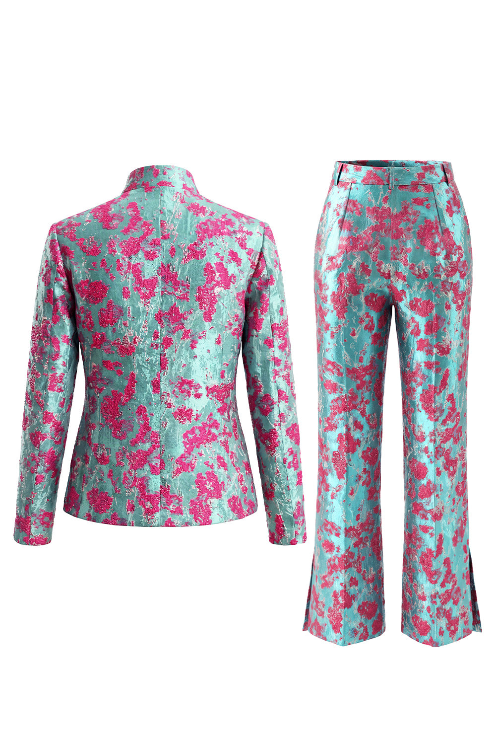 2 Piece Dusty Green Floral Slim Fit Prom Suits