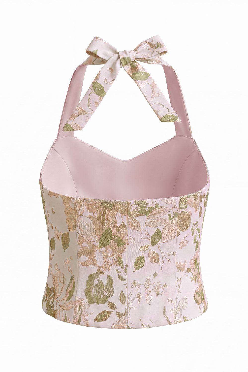 2 Piece Green Flower Halter Single Breasted Women Suits with Pockets