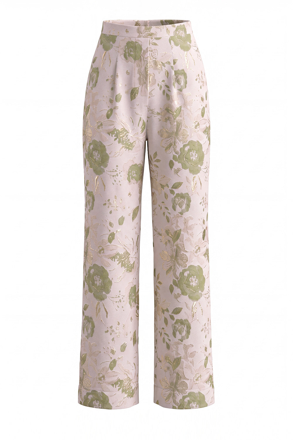 2 Piece Green Flower Halter Single Breasted Women Suits with Pockets