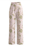2 Piece Green Flower Halter Single Breasted Women Suits with Pockets