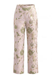 2 Piece Green Flower Halter Single Breasted Women Suits with Pockets