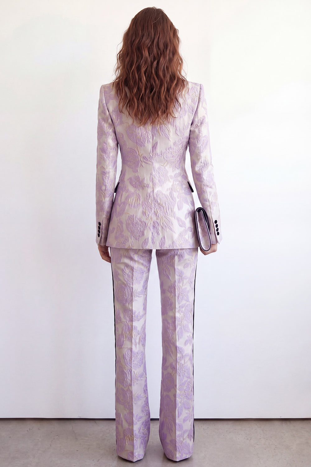 2 Piece Purple Flower Peak Lapel Single Breasted Business Suits