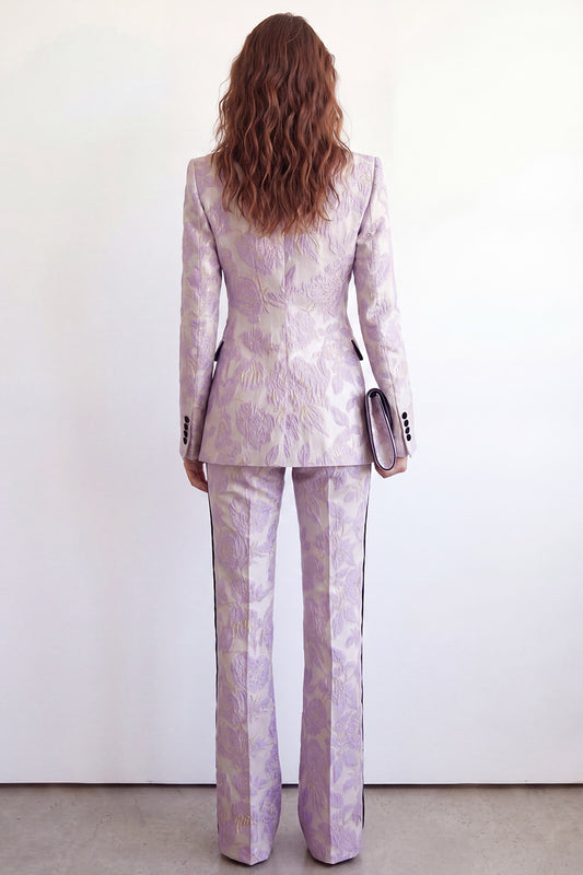 2 Piece Purple Flower Peak Lapel Single Breasted Women Suits