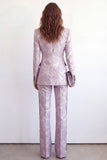 2 Piece Purple Flower Peak Lapel Single Breasted Business Suits