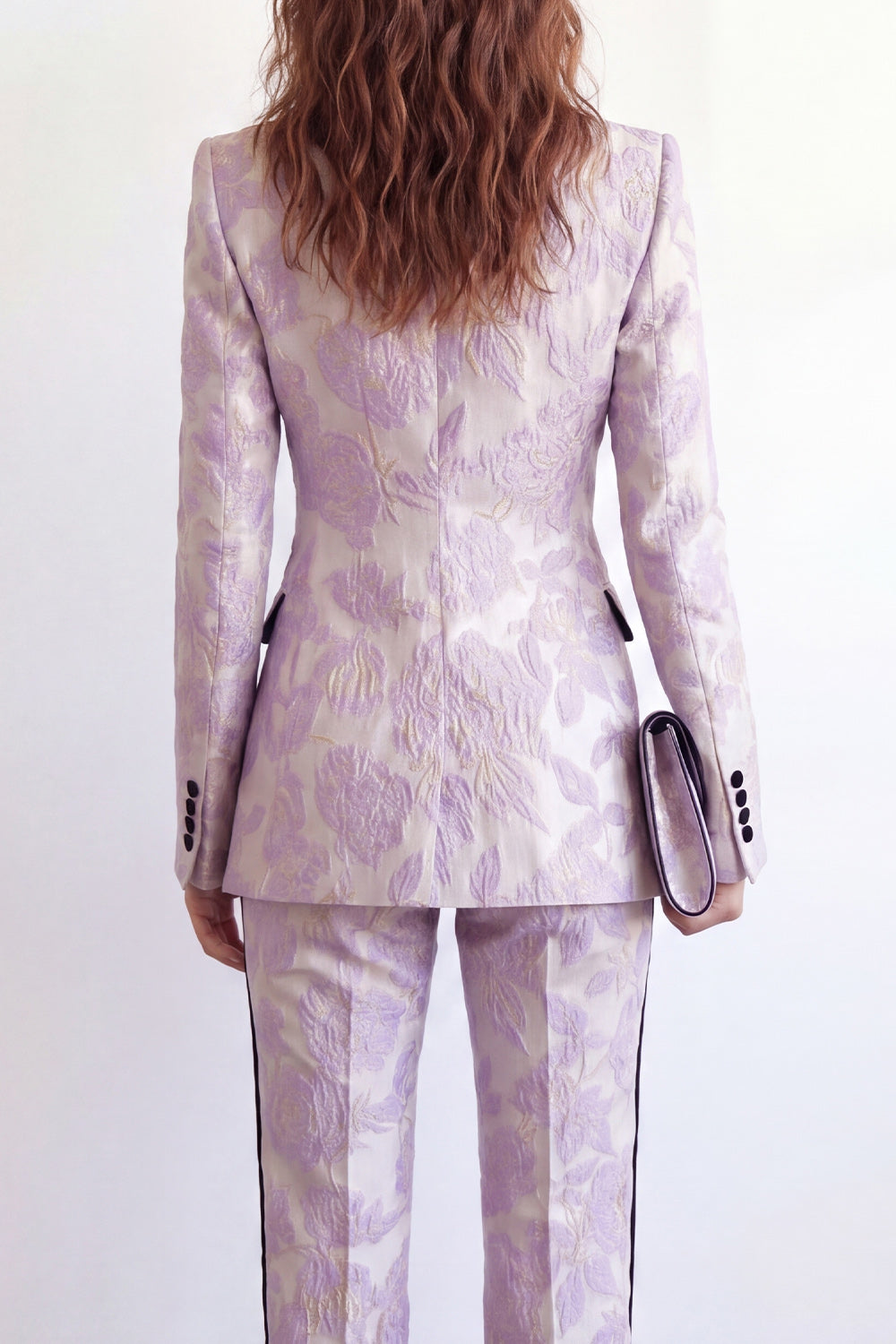2 Piece Purple Flower Peak Lapel Single Breasted Business Suits