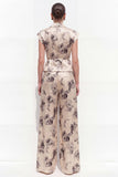 Champagne Black Flower 2 Piece Peak Lapel Business Suits with Pockets