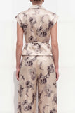 Champagne Black Flower 2 Piece Peak Lapel Business Suits with Pockets
