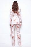White Red Flower 2 Piece Peak Lapel Business Suits with Ruffles