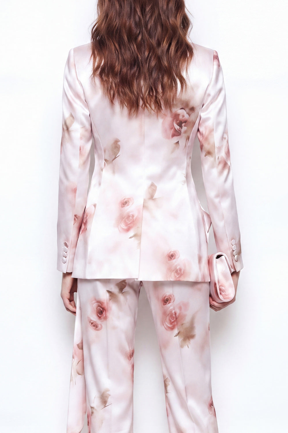 White Red Flower 2 Piece Peak Lapel Business Suits with Ruffles