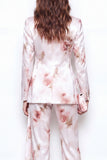 White Red Flower 2 Piece Peak Lapel Business Suits with Ruffles