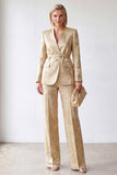 Golden Floral 2 Piece V-Neck Slim Fit Business Suits