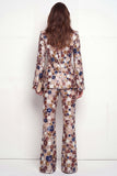 Black Floral 2 Piece Peak Lapel Single Breasted Business Suits with Pockets