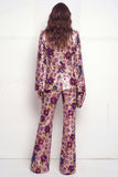 Black Floral 2 Piece Peak Lapel Single Breasted Business Suits with Pockets