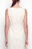 Ivory Boat Neck Midi Work Dress with Pockets
