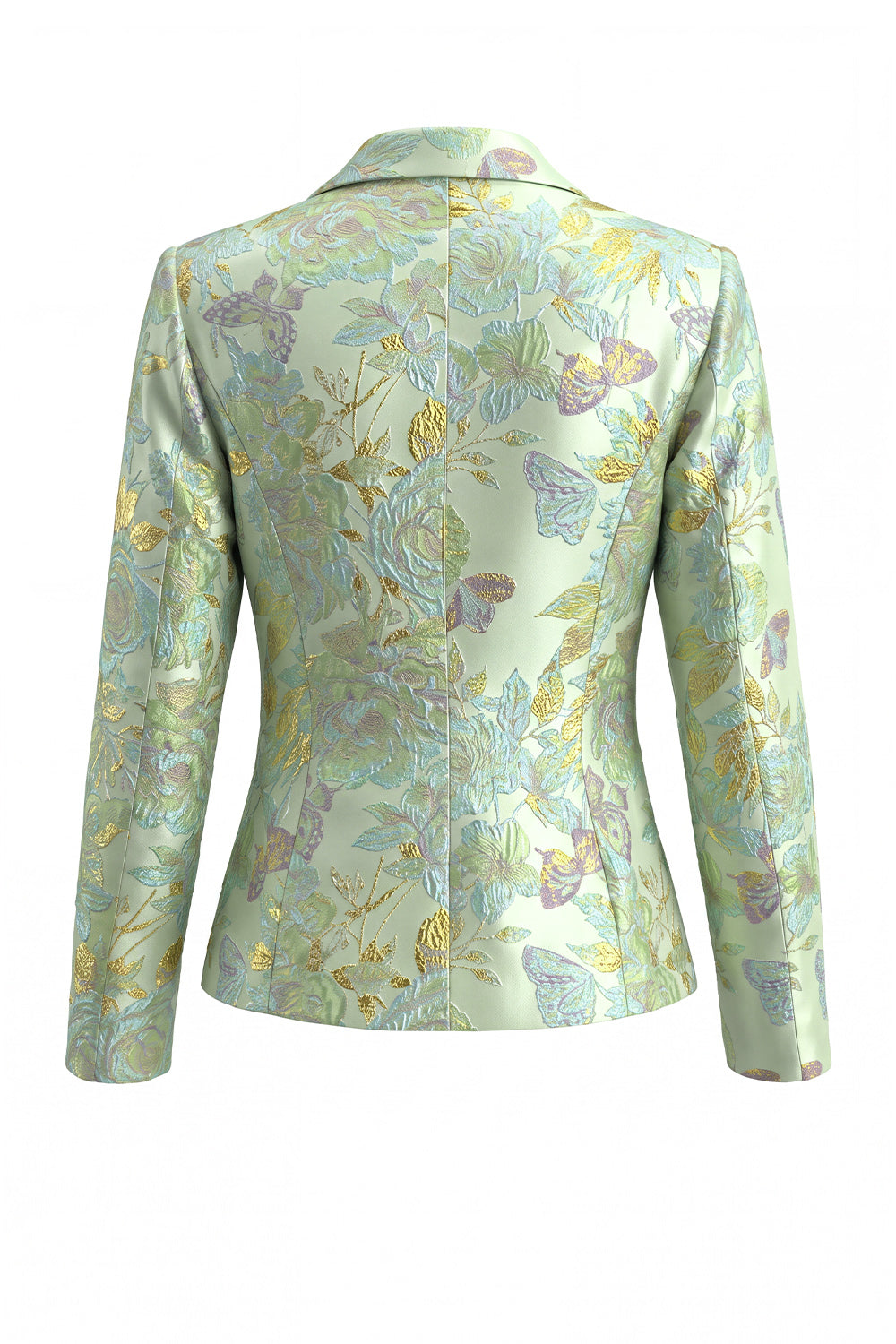 Green Flower Midi 2 Piece Peak Lapel Single Breasted Women Suits