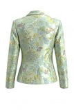 Green Flower Midi 2 Piece Peak Lapel Single Breasted Women Suits