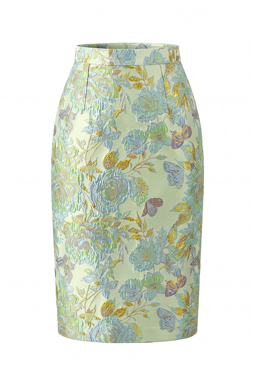 Green Flower Midi 2 Piece Peak Lapel Single Breasted Women Suits