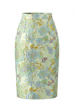 Green Flower Midi 2 Piece Peak Lapel Single Breasted Women Suits