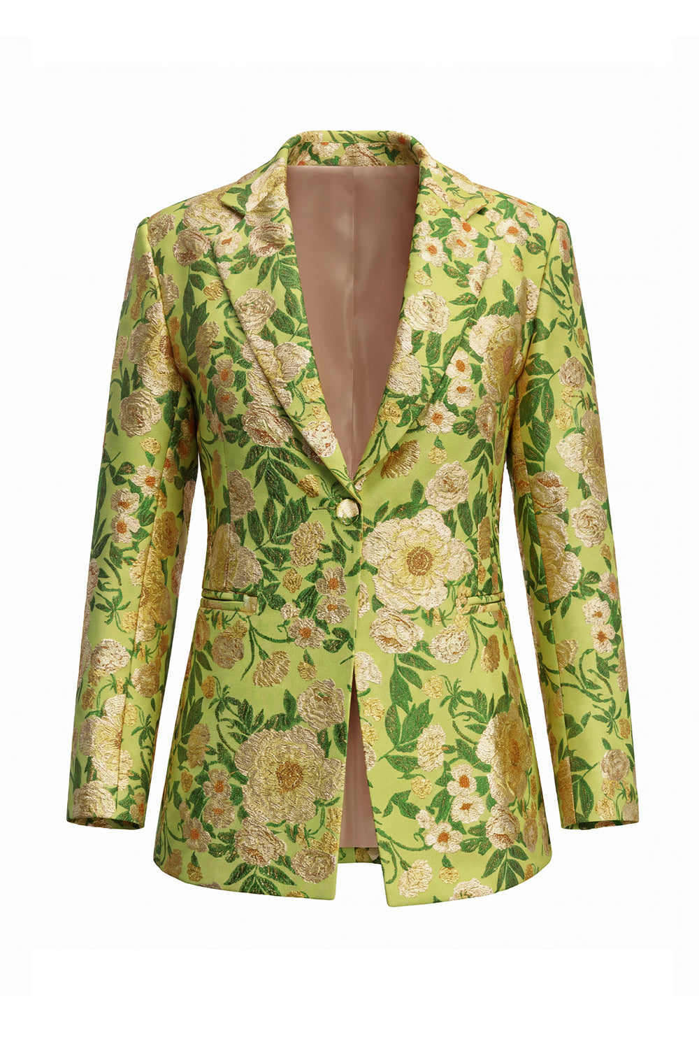 Blue 2 Piece Floral Notched Lapel Single Breasted Women Suits with Pockets