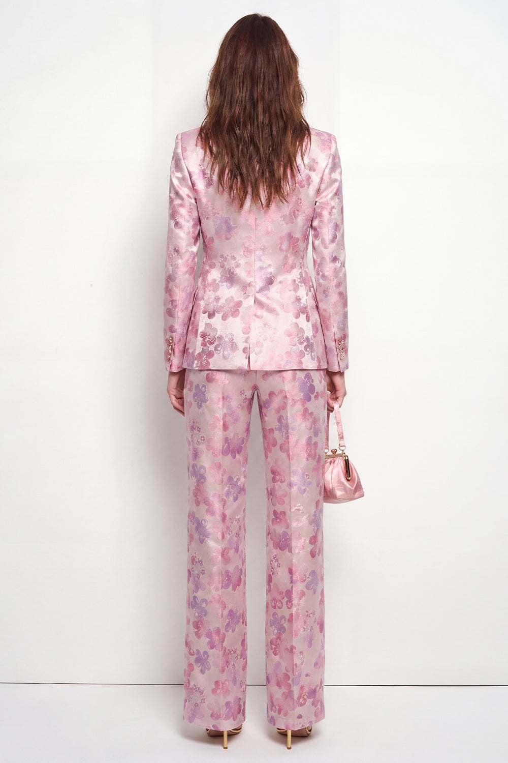 2 Piece Pink Fuchsia Flower Peak Lapel Single Breasted Business Suits with Pockets