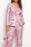 2 Piece Pink Fuchsia Flower Peak Lapel Single Breasted Business Suits with Pockets