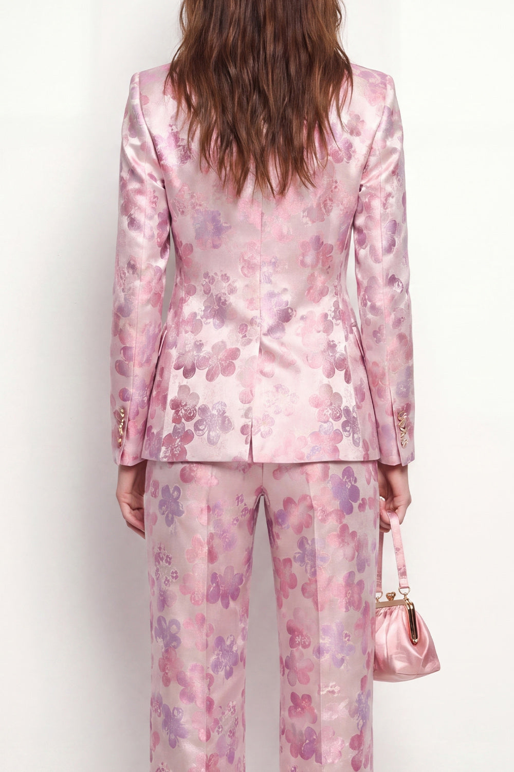2 Piece Pink Fuchsia Flower Peak Lapel Single Breasted Business Suits with Pockets