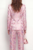 2 Piece Pink Fuchsia Flower Peak Lapel Single Breasted Business Suits with Pockets