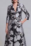 Sage Green Notched Lapel Floral 2 Piece Prom Suits with Pockets
